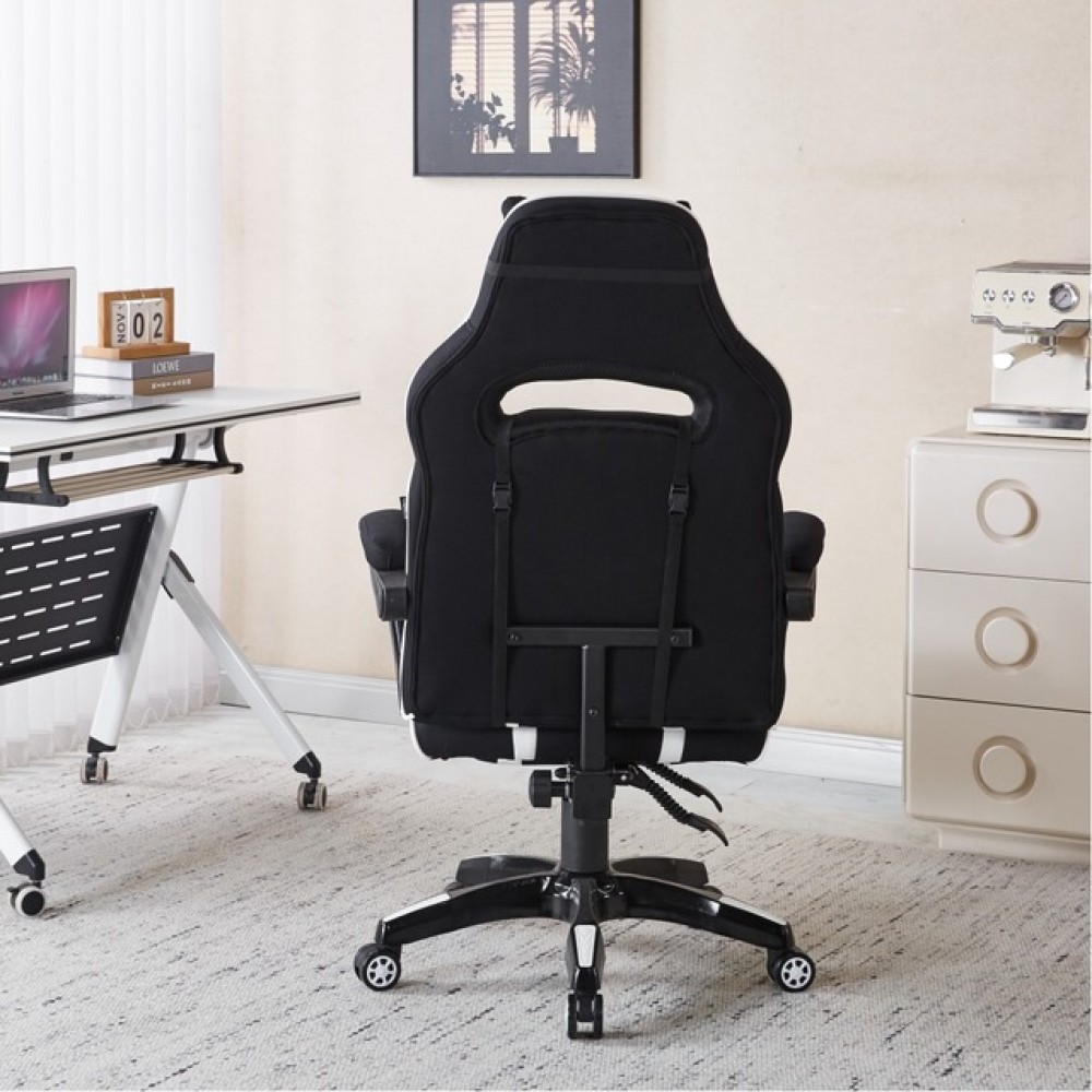 Крісло геймерське Bonro B-141 чорно-біле з підставкою для ніг