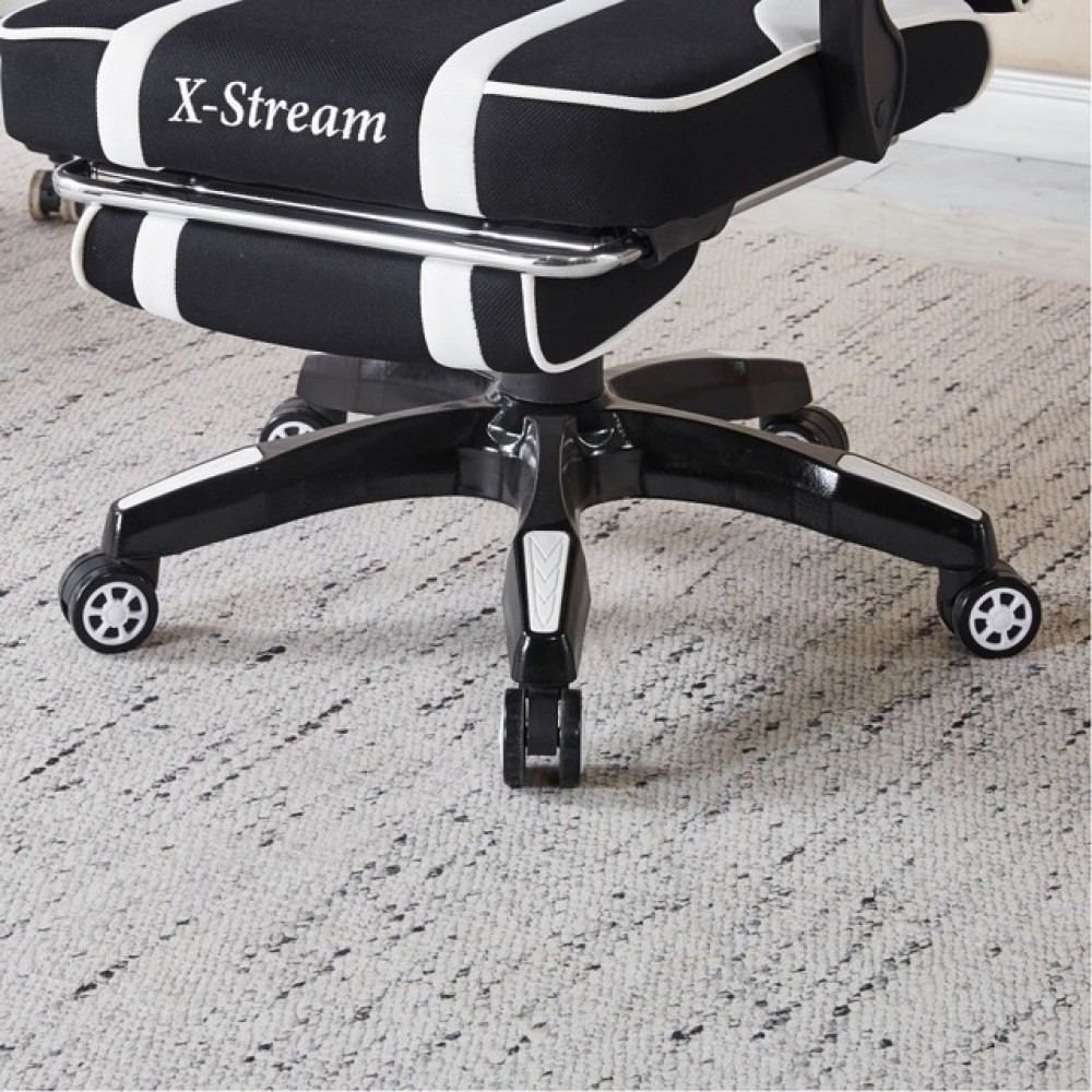 Крісло геймерське Bonro B-141 чорно-біле з підставкою для ніг