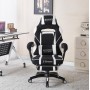 Крісло геймерське Bonro B-141 чорно-біле з підставкою для ніг