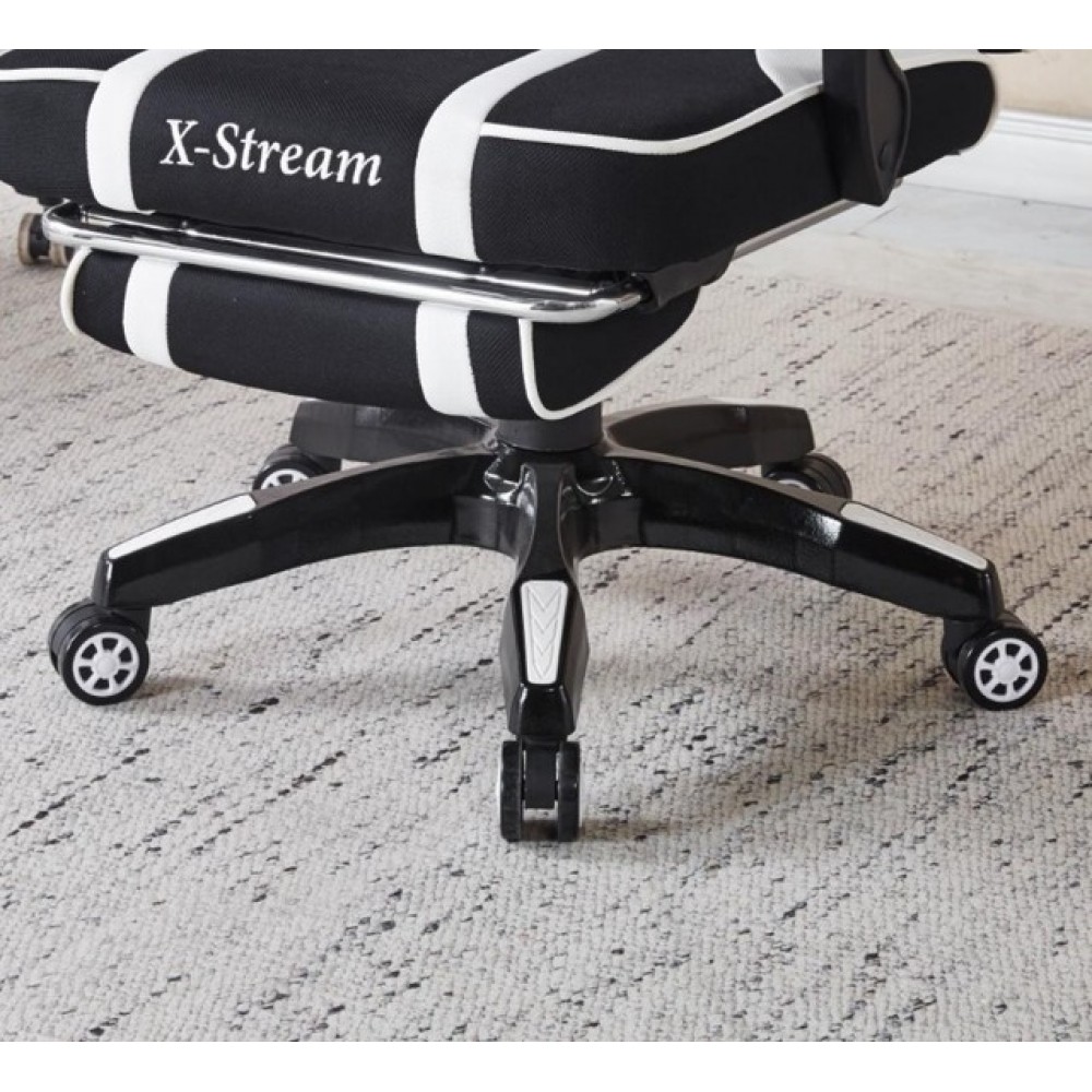 Крісло геймерське Bonro B-141 чорно-біле з підставкою для ніг