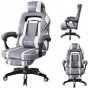 Крісло геймерське Bonro B-141 біло-сіре з підставкою для ніг