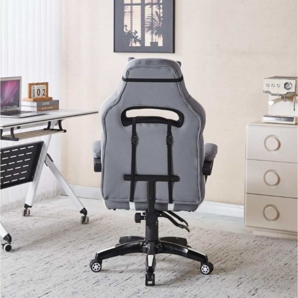 Крісло геймерське Bonro B-141 біло-сіре з підставкою для ніг