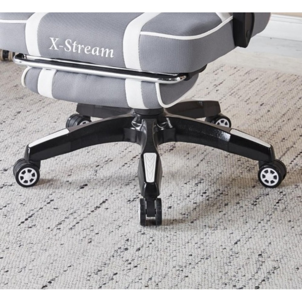 Крісло геймерське Bonro B-141 біло-сіре з підставкою для ніг