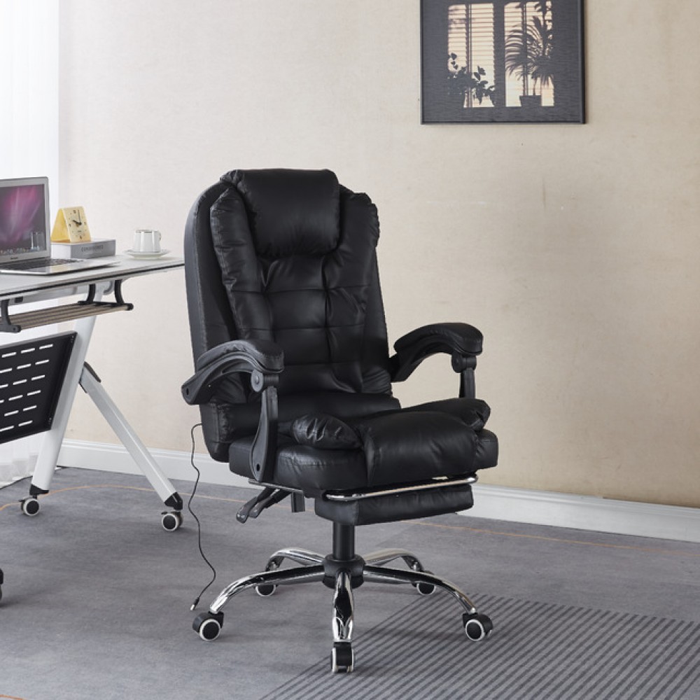 Крісло офісне з масажем та підставкою для ніг Bonro B-6071 чорне