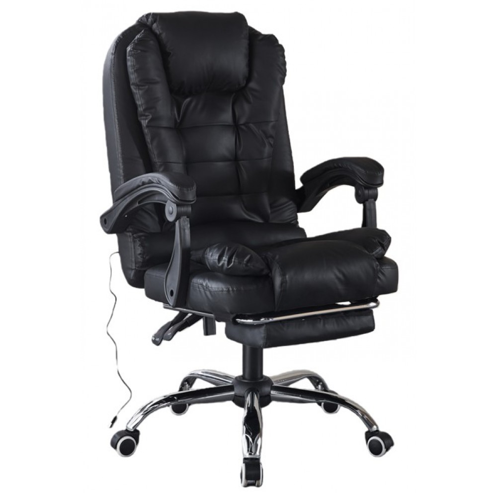 Крісло офісне з масажем та підставкою для ніг Bonro B-6071 чорне