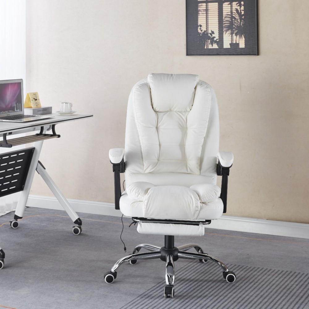 Крісло офісне з масажем та підставкою для ніг Bonro B-6071 біле