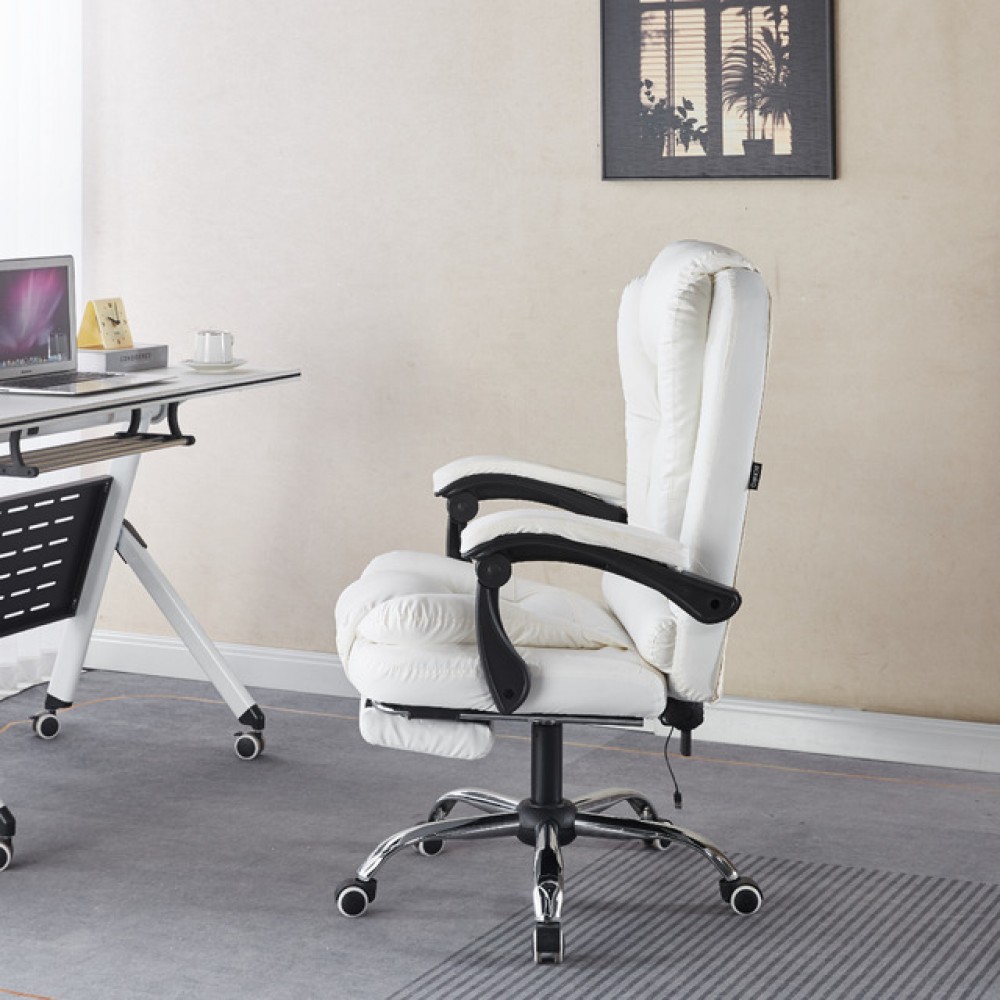Крісло офісне з масажем та підставкою для ніг Bonro B-6071 біле