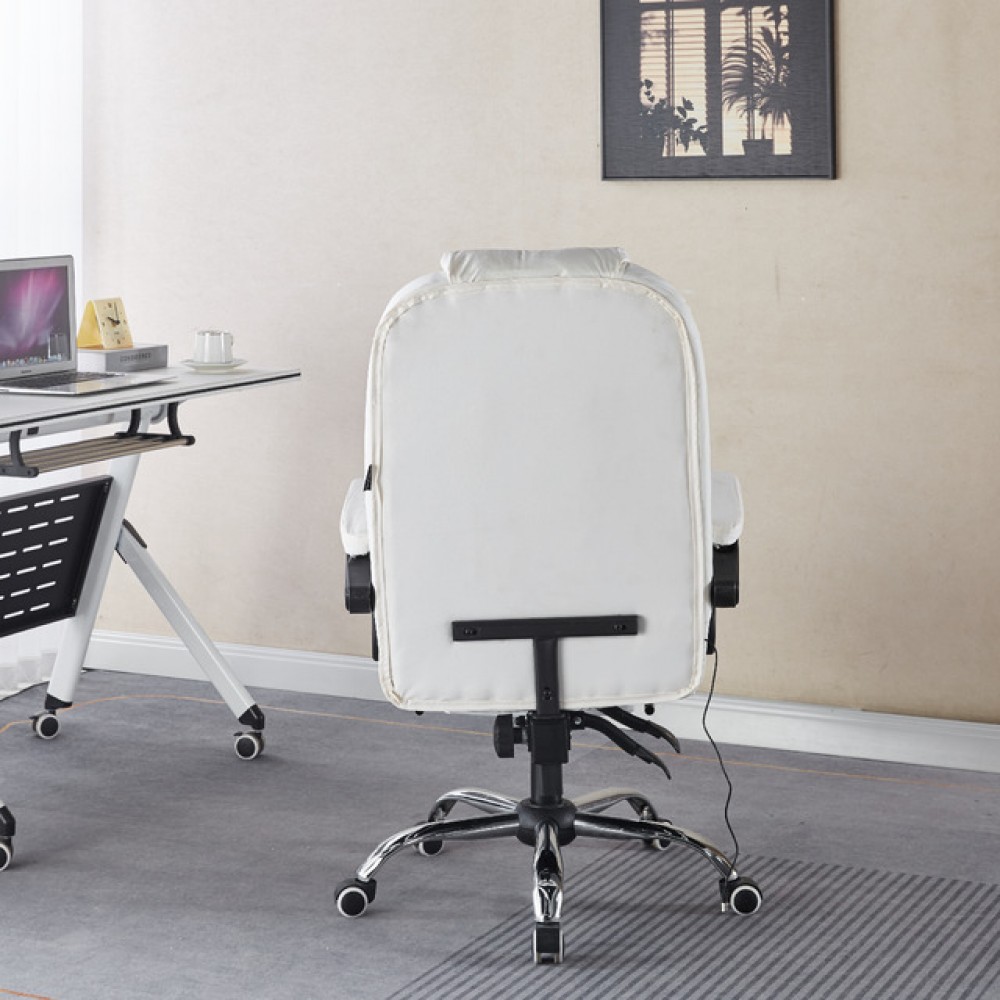 Крісло офісне з масажем та підставкою для ніг Bonro B-6071 біле