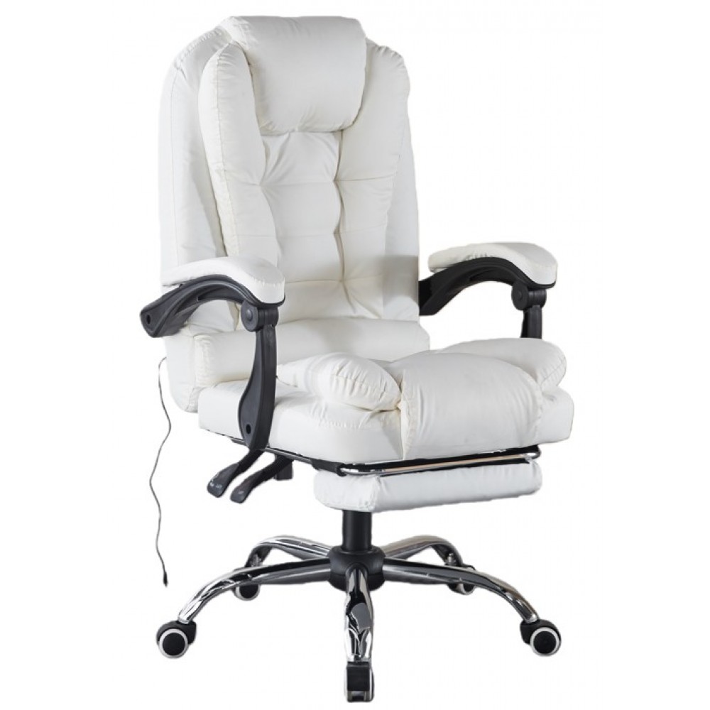 Крісло офісне з масажем та підставкою для ніг Bonro B-6071 біле