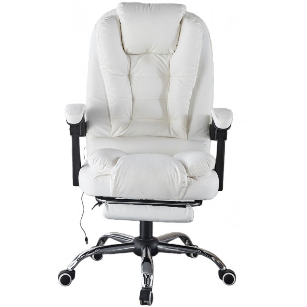 Крісло офісне з масажем та підставкою для ніг Bonro B-6071 біле