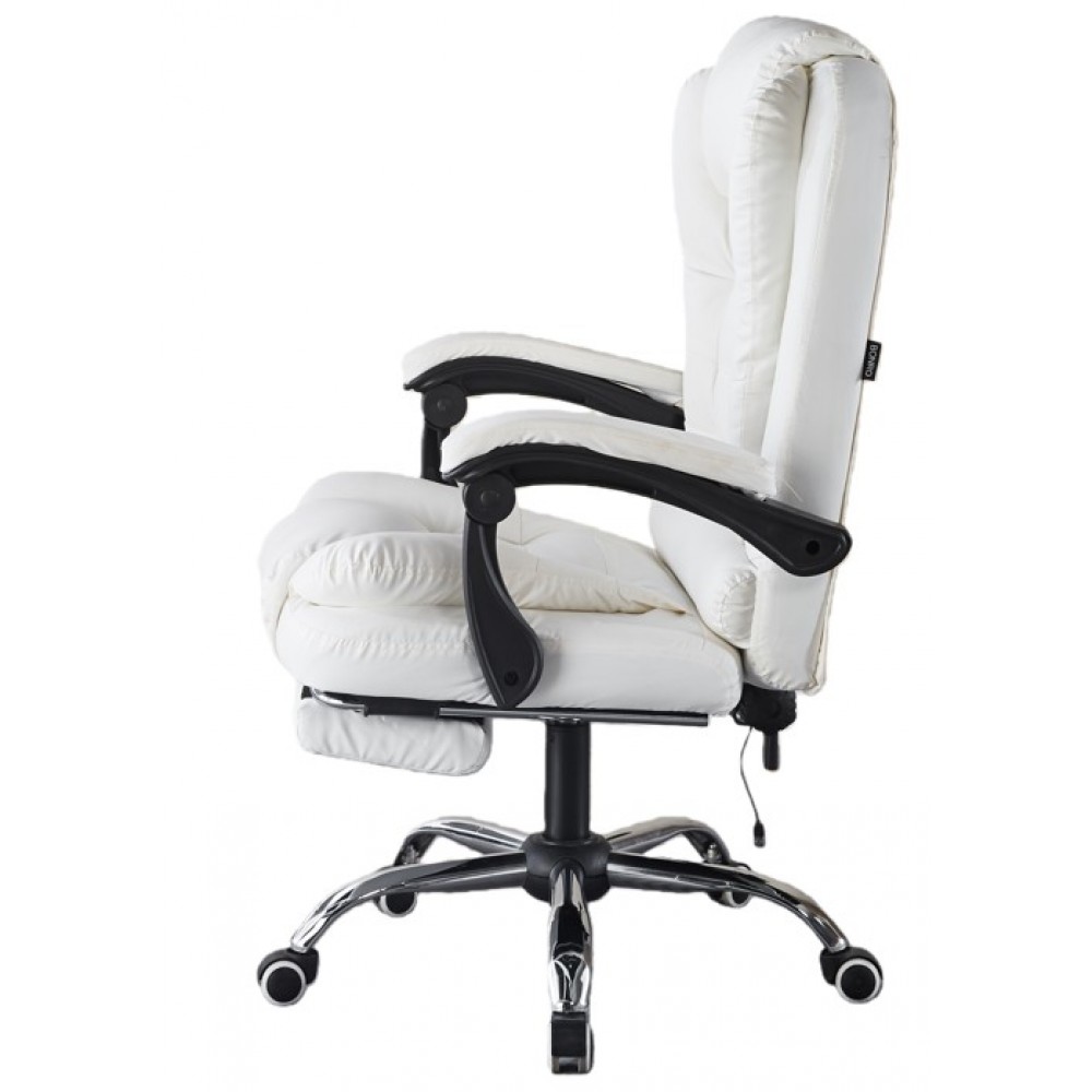 Крісло офісне з масажем та підставкою для ніг Bonro B-6071 біле