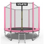 Батут Atleto 183 см з сіткою та драбинкою, рожевий