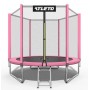 Батут Atleto 183 см з сіткою та драбинкою, рожевий