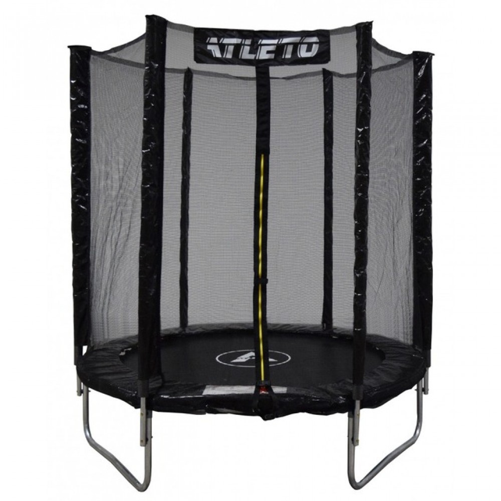 Батут Atleto 183 см з сіткою, чорний