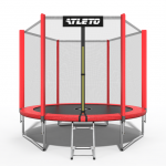 Батут Atleto 183 см з сіткою та драбинкою, червоний