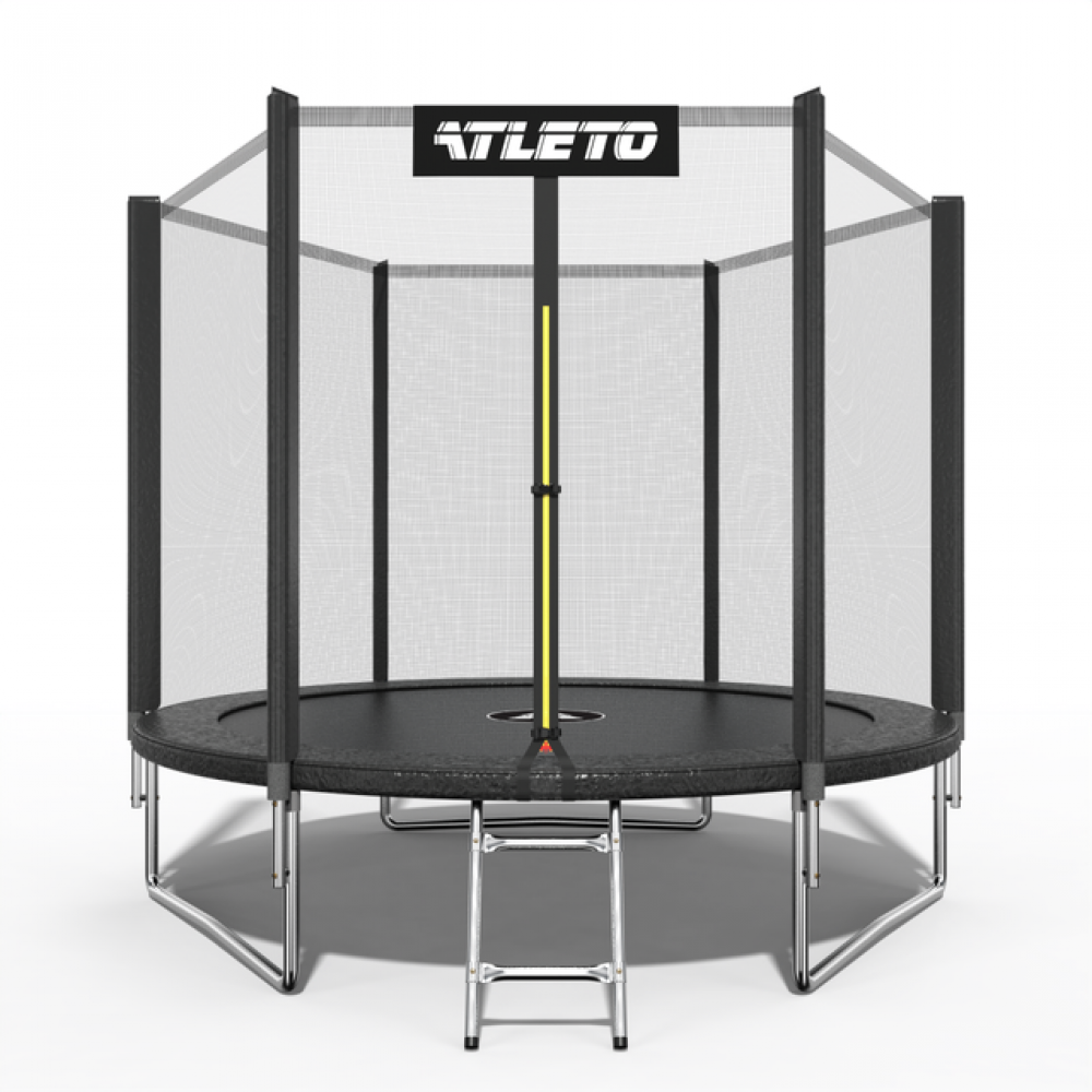 Батут Atleto 312 см з сіткою та драбиною, чорний