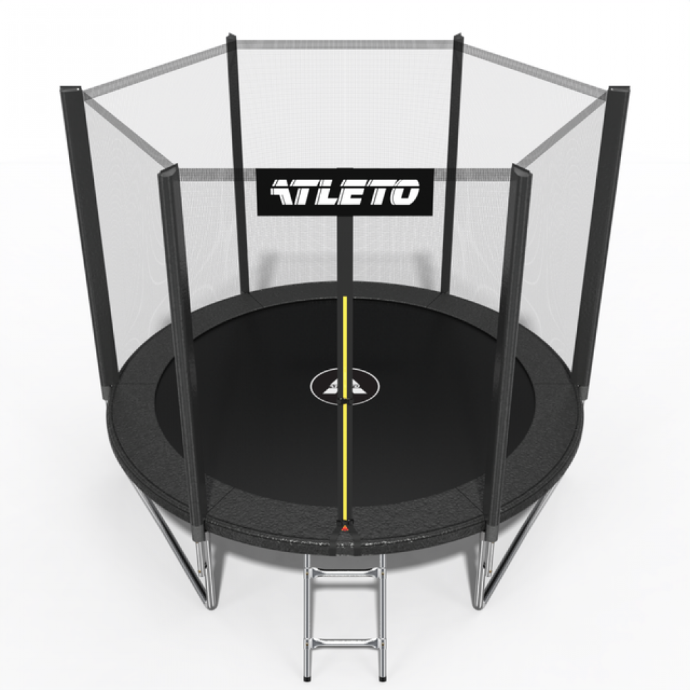 Батут Atleto 312 см з сіткою та драбиною, чорний