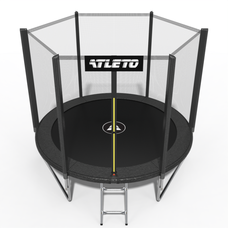 Батут Atleto 312 см з сіткою та драбиною, чорний