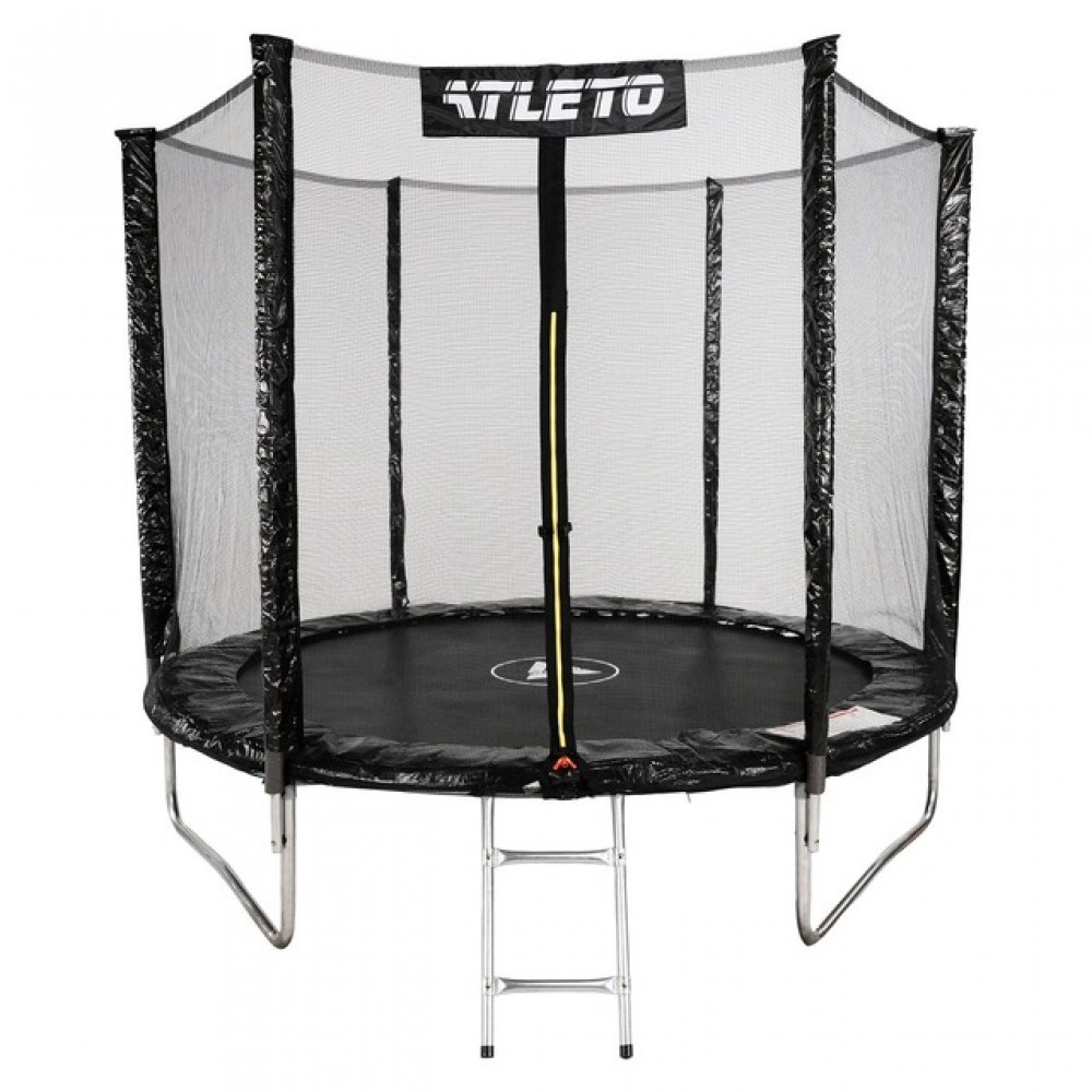 Батут Atleto 312 см з сіткою та драбиною, чорний