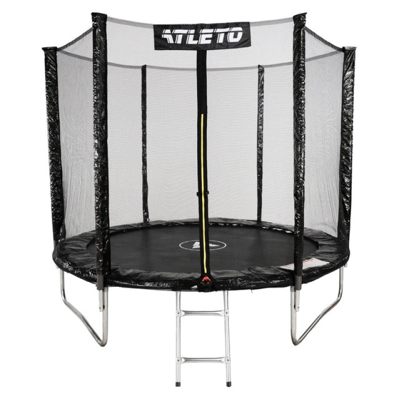 Батут Atleto 312 см з сіткою та драбиною, чорний