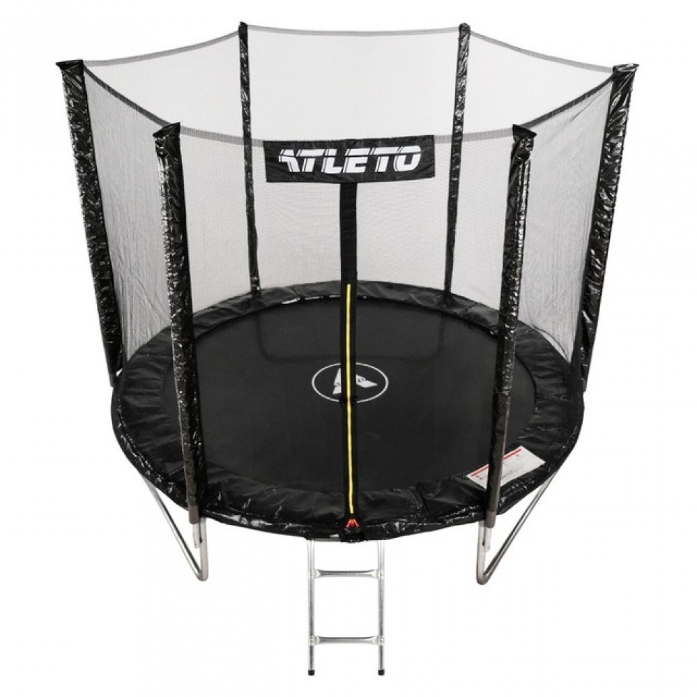 Батут Atleto 312 см з сіткою та драбиною, чорний