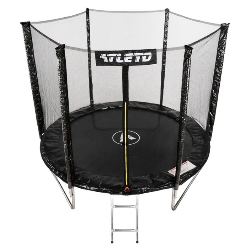 Батут Atleto 312 см з сіткою та драбиною, чорний