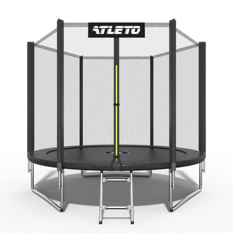 Батут Atleto 312 см з сіткою та драбиною, чорний