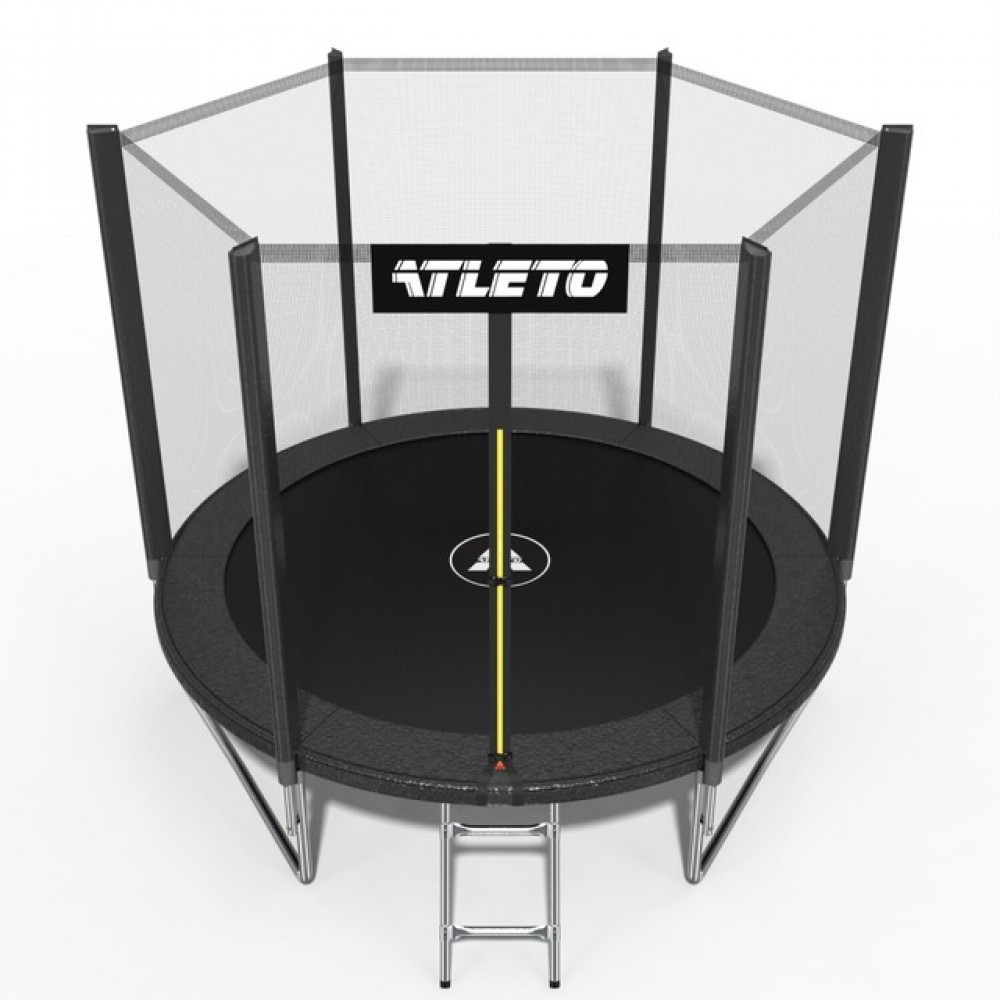 Батут Atleto 312 см з сіткою та драбиною, чорний