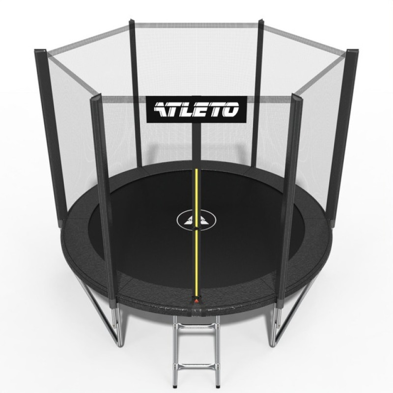 Батут Atleto 312 см з сіткою та драбиною, чорний