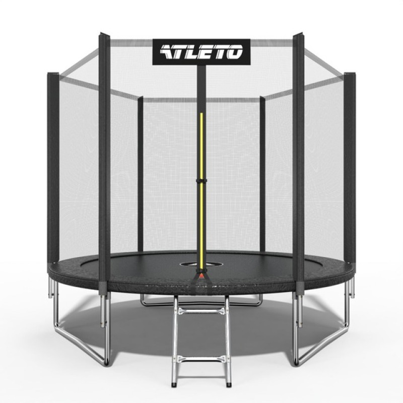 Батут Atleto 312 см з сіткою та драбиною, чорний