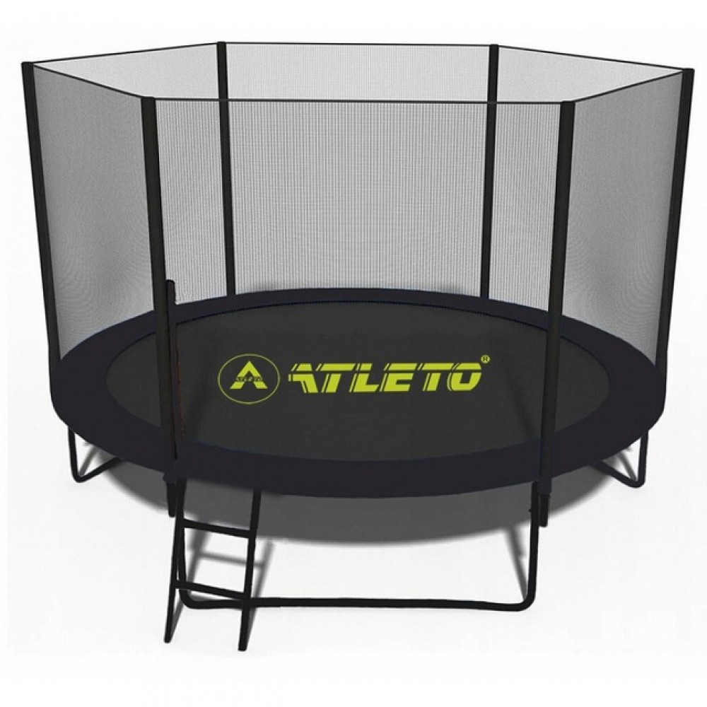 Батут Atleto Black 252 см з сіткою та драбинкою