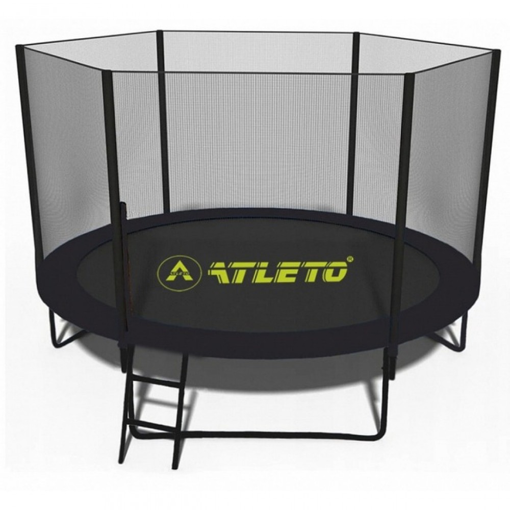 Батут Atleto Black 252 см з сіткою та драбинкою