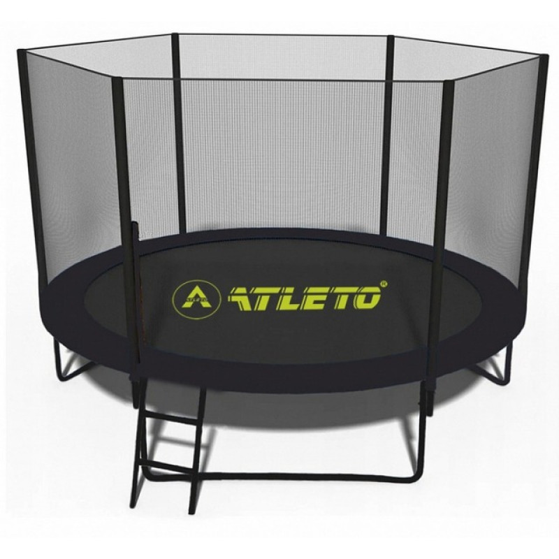 Батут Atleto Black 252 см с сеткой и лестницей