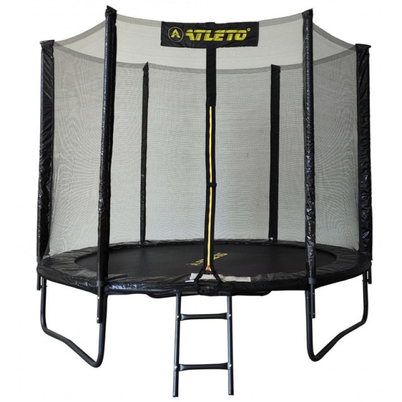 Батут Atleto Black 252 см с сеткой и лестницей