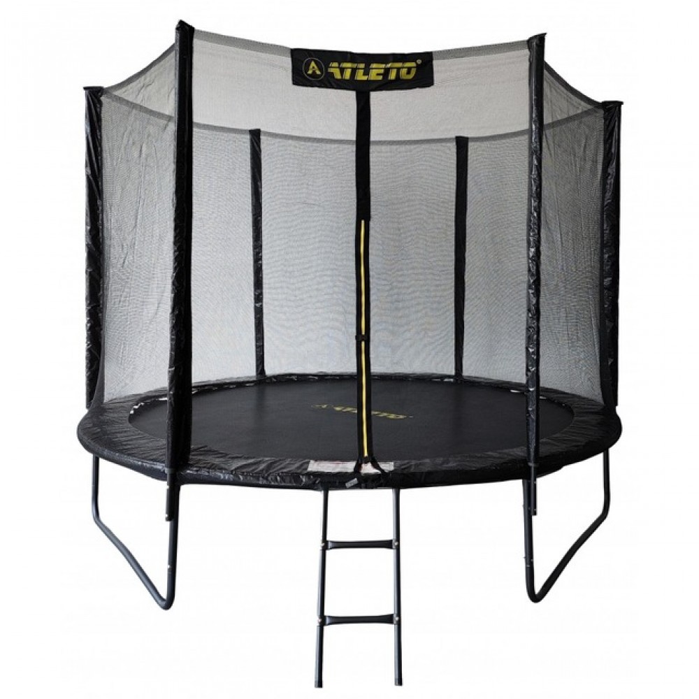 Батут Atleto Black 312 см з сіткою та драбинкою