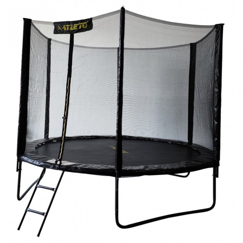 Батут Atleto Black 312 см з сіткою та драбинкою
