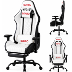 Геймерське крісло Bonro 1002G-1 з підставкою для ніг, біле