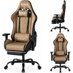Геймерське крісло Bonro 1002G-1 з підставкою для ніг, коричневе