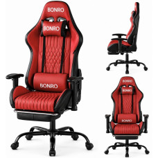 Геймерське крісло Bonro 1002G-1 з підставкою для ніг, червоне