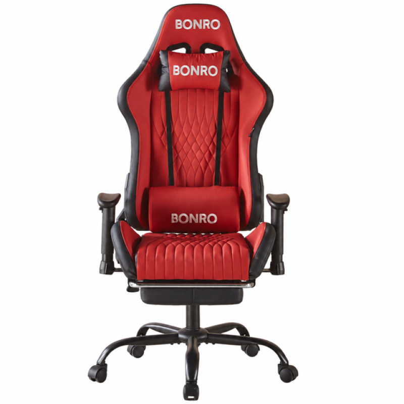 Геймерське крісло Bonro 1002G-1 з підставкою для ніг, червоне