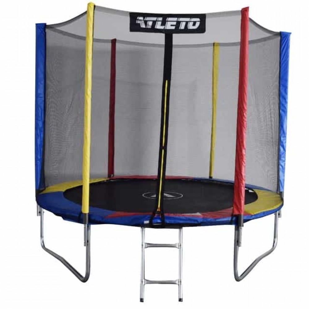 Батут Atleto Multikolor 183 см с сеткой и лестницей