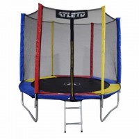 Батут Atleto Multikolor 252 см з сіткою та драбинкою