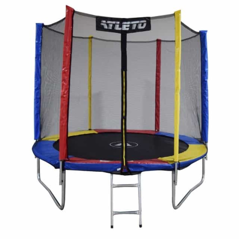 Батут Atleto Multikolor 312 см з сіткою та драбинкою