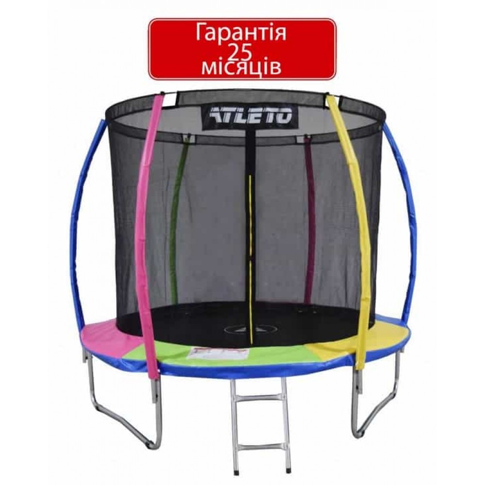 Батут Atleto Multikolor 183 см с внутренней сеткой и лестницей