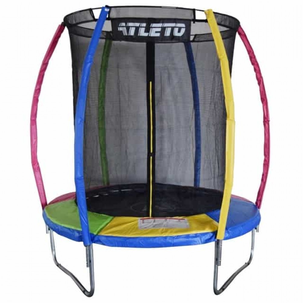 Батут Atleto Multikolor 183 см с внутренней сеткой и лестницей