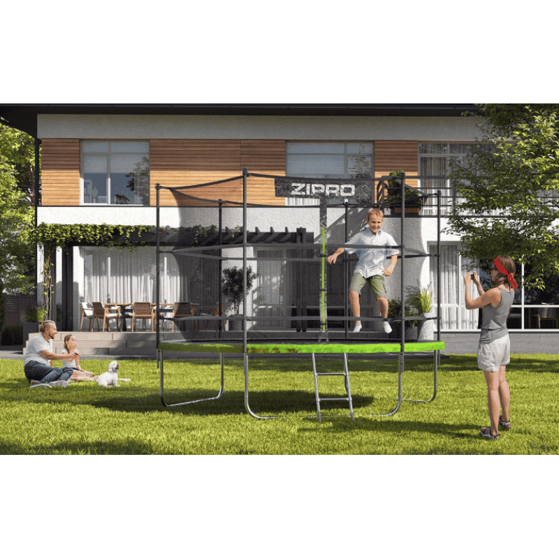 Батут Zipro Jump Pro 374 см із внутрішньою сіткою і драбинкою