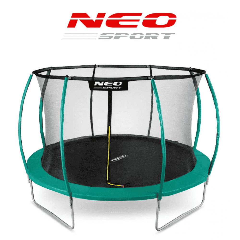 Батут Neo-Sport Premium 374 см Green з сіткою і драбинкою