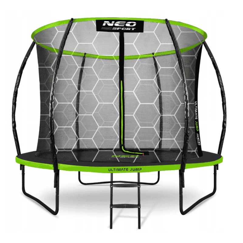 Батут Neo-Sport Premium 252 см Black/Green с сеткой и лестницей