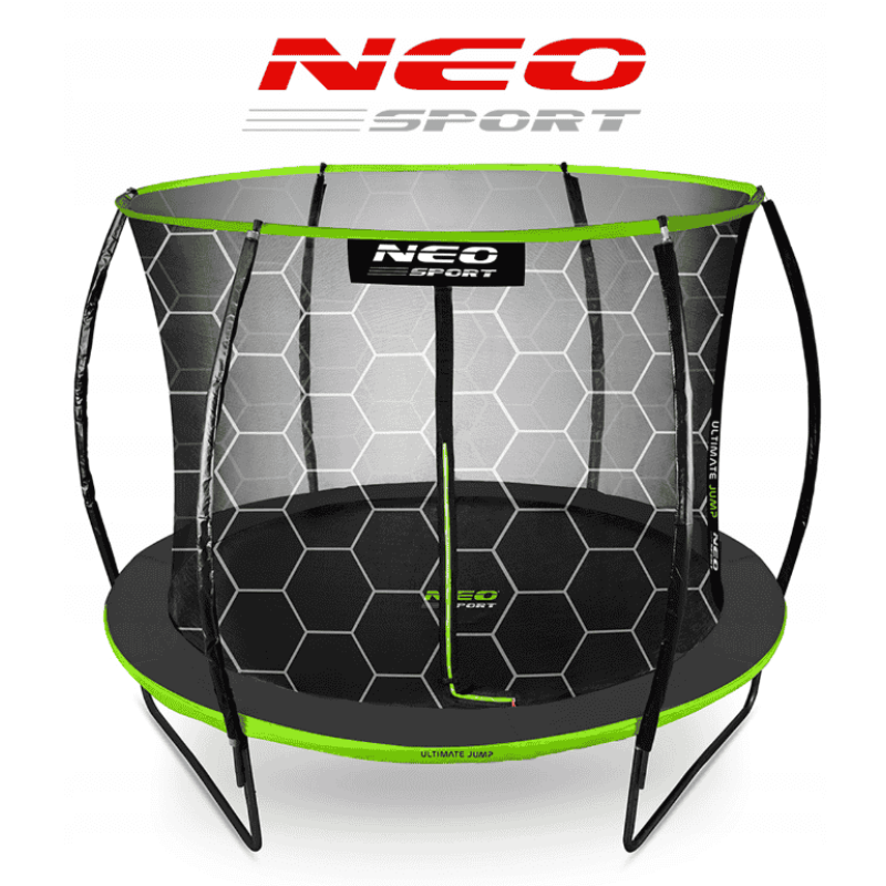 Батут Neo-Sport Premium 252 см Black/Green с сеткой и лестницей