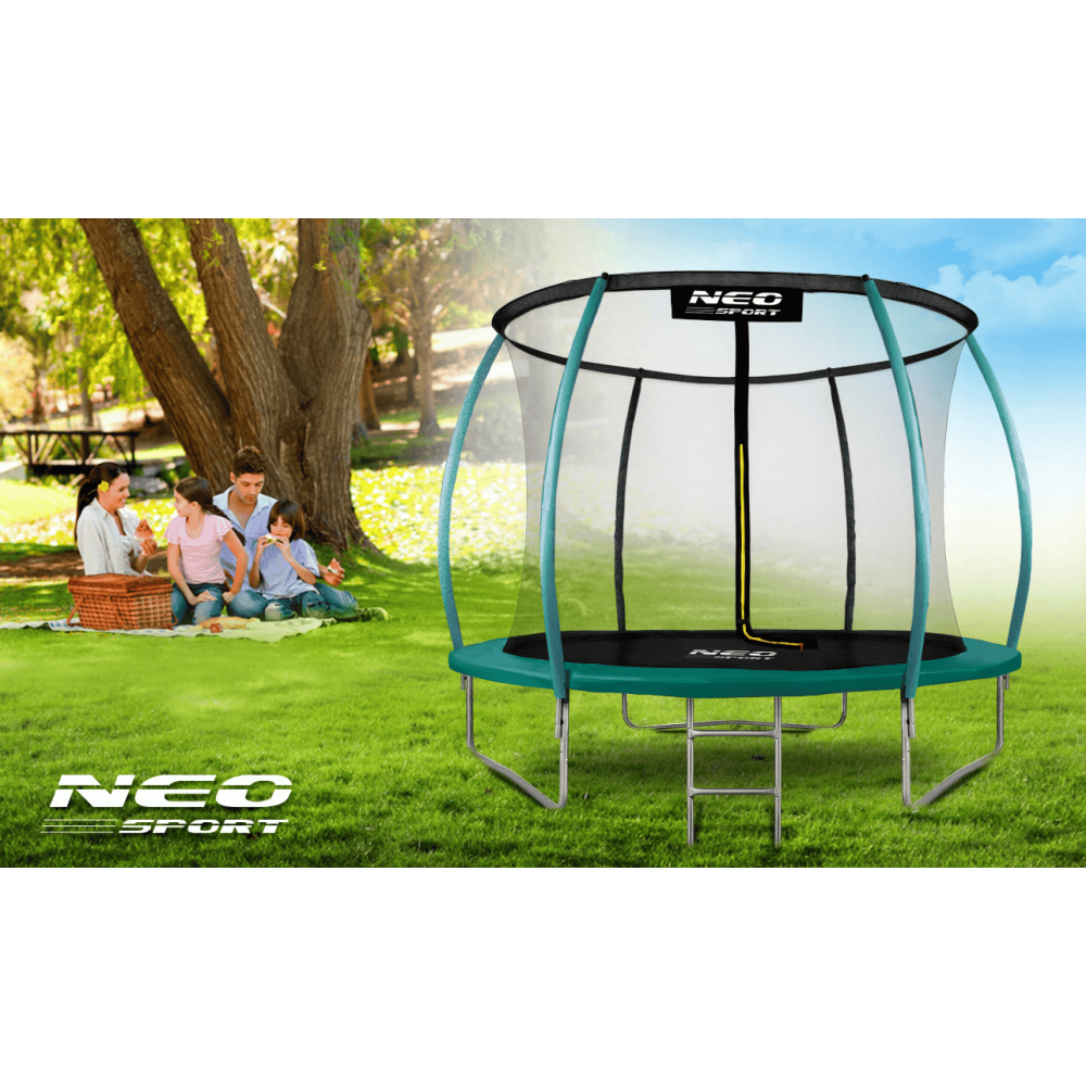 Батут Neo-Sport Premium 312 см Green с сеткой и лестницей